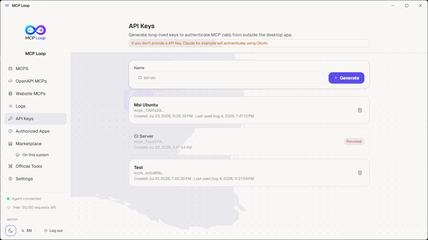 API Keys, light