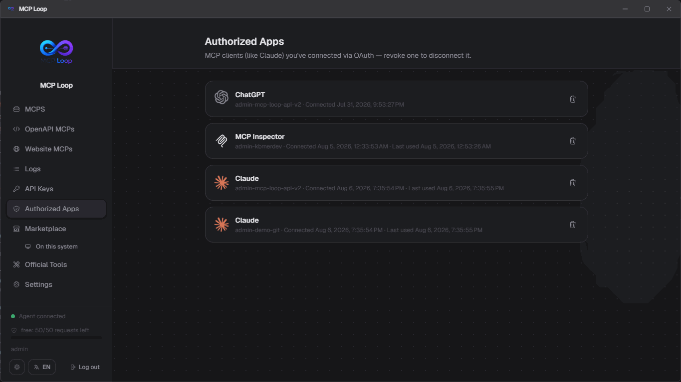 Authorized Apps, dark